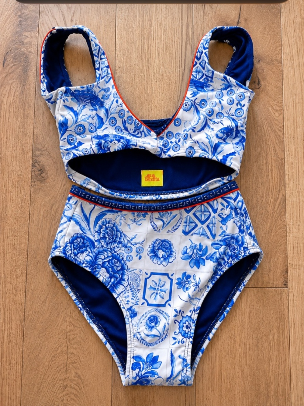 Agua Bendita Blue Floral Cutout One-Piece Swimsuit